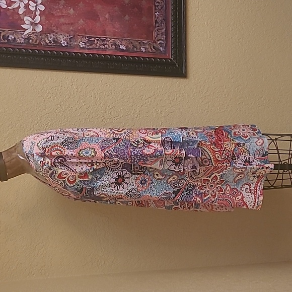 NWOT Bohemian Paisley Print Dress - Flowy Layered Skirt - Bell Sleeves - Picture 5 of 6